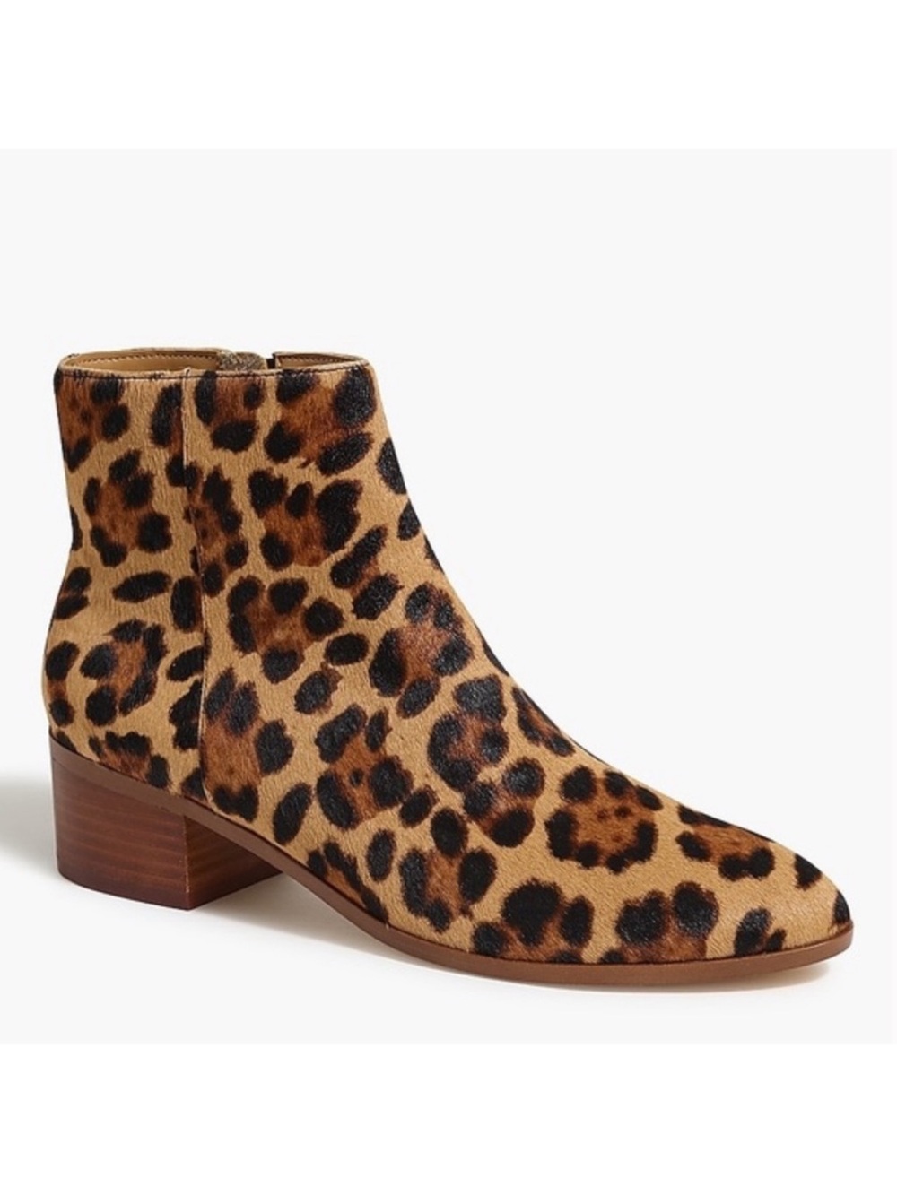 J Crew Leopard Ankle Boots Walker Calf Hair Sz 8.5